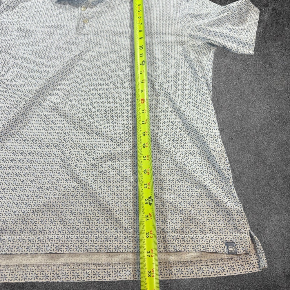 Peter Millar Polo Shirt Men's Large Blue White Geometric Print Pima Cotton Golf - Picture 3 of 6